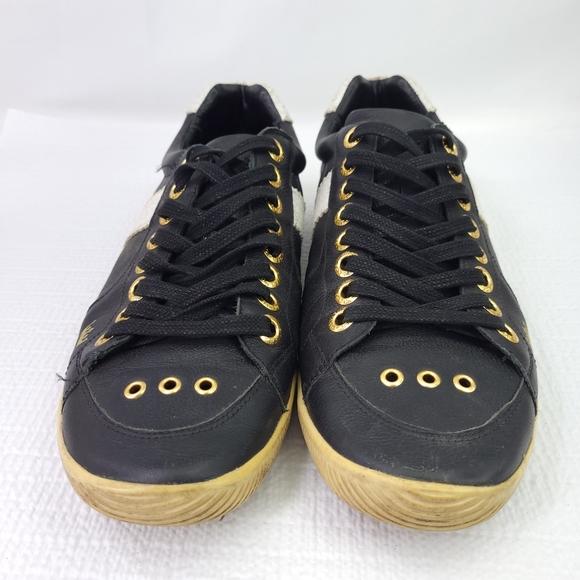 Osklen Riva Antique Soft Touch Leather Sneakers Gold Eyelets Fashion Shoe Size 7 - Picture 2 of 8